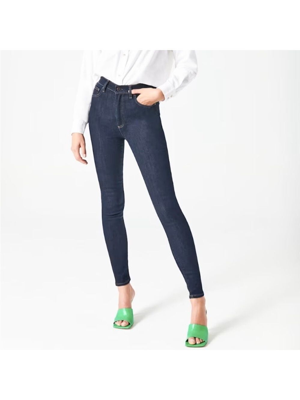 Denim Forum The Lola High Rise Skinny 30L Inky Blue Sz 31